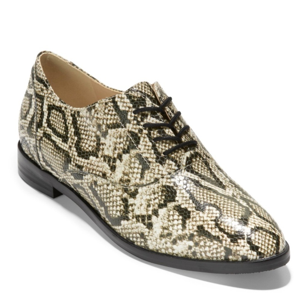Cole Haan Modern Classic Oxford - Python Printed Leather Beige Size 9.5 NEW